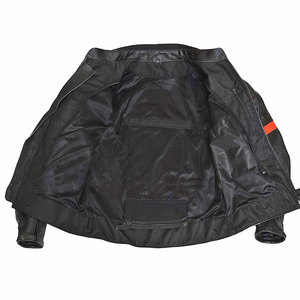 <b>Men's</b> Black Red Color Blocked Faux Leather Vintage Motorcycle <b>Jacket</b> Full Sleeve Zipper Closure Fitted Breathable Stand Collar - Product Image 5
