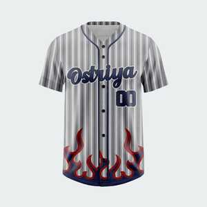 Professional Custom Made Baseball Jersey Short Front 100% Polyester V-neck Unisex Latest Design High Quality Printed for Sale - Product Image 4
