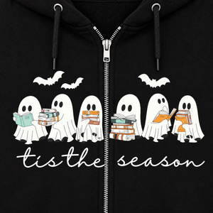 Sudadera con capucha negra con cremallera frontal y estampado de murciélago fantasma para mujer, de forro polar oversize, informal, ecológica, para otoño e invierno, estilo streetwear. - Product Image 3