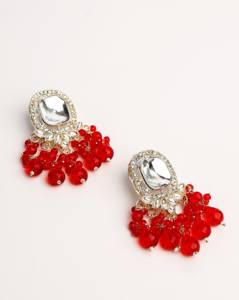 Pendientes de lujo con cuentas rojas pastel, hechos a mano, estilo Kundan, tono dorado tradicional, étnicos, para boda, venta al por mayor para mujer - Product Image 3