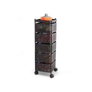 Compact Modern Steel <b>Kitchen</b> <b>Storage</b> Cart Five Tier Solid Tray Organiser PU Castor Wheel Heavy Duty Commercial <b>Unit</b> - Product Image 1