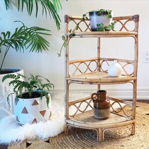 Étagère d'angle en rotin, design gain de place, étagères sur pied à 4 niveaux - Product Image 4