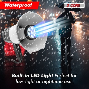 5 Core 30W Battery Powered Megaphone with Siren <b>LED</b> Light 800-Yard Range Bull Horn PA <b>Speaker</b> - Product Image 3