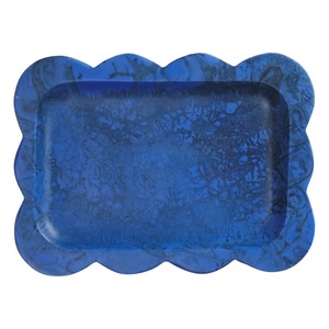 Plateau rectangulaire moderne en résine bleue, motif poli, compatible lave-vaisselle, multifonction, design contemporain pour table - Product Image 1