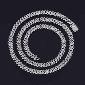 Luxury 925 Silver Rhodium Plated Moissanite Cuban <b>Link</b> Necklace Iced Sparkling Statement Chain Elegant Hip Hop Jewelry Unisex - Product Image 3