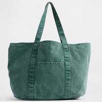 Sac fourre-tout en toile de coton biologique vert denim pour femme, couleur unie, ouverture supérieure, deux poignées, grande capacité, haute qualité, style minimaliste