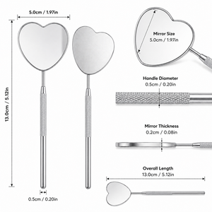 Personalized Heart Shape Stainless Steel Handheld <b>Mirror</b> Silver Finish Single Side 3X <b>Magnifying</b> <b>Makeup</b> Tool - Product Image 5