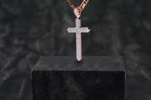 14kt_18kt VVS Lab Grown Diamond <b>Cross</b> Pendant Iced Hip Hop Rapper Style Brilliant Cut Filled Gold Certified Unisex GIA Certified - Product Image 2