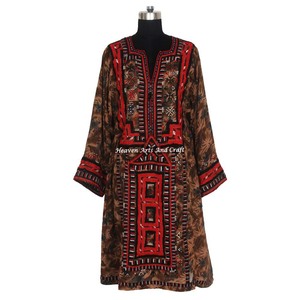 Real Embroidered Silk Afghani Style Dress Collection of Vintage Hand Embroidery Banjara Balochi Dresses Real <b>Old</b> Afghan Kuchi - Product Image 1
