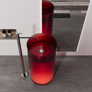 Lavabi da Bagno Moderni in Resina Cristallina Trasparente, <span class=keywords><strong>Vasca</strong></span> da Bagno in Pietra Resina con Design a <span class=keywords><strong>Vasca</strong></span> Rotonda per Hotel - Product Image 2