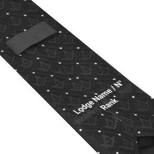 Corbata Masónica Personalizada con Bordado a Máquina del Patrón Cuadrado y Compás de la Logia Azul Maestra - Product Image 4