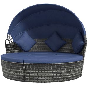 Ensemble de 4 chaises longues de patio extérieur en rotin moka brun avec canopy et coussins moelleux en aluminium pour jardins, hôpitaux et sites sportifs - Product Image 1