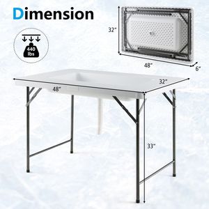 Tavolo Pieghevole da 4 Piedi con Grembialatura per Campeggio, Picnic, Matrimoni, Feste, Stoviglie e Decorazioni - Product Image 5