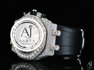 Montre mécanique AARVA JEWELS en acier inoxydable avec incrustation de diamants, chronographe analogique, bracelet en cuir de 20 mm, luxe, logo personnalisé - Product Image 3