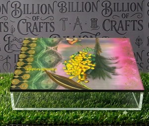 Rectangle Plexi <b>Acrylic</b> Food <b>Storage</b> Box With Floral Printing Clear Organizer For Kitchen Use - Product Image 3
