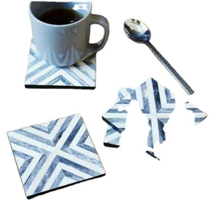 Sous-verre rond artisanal de style classique avec incrustation d'os, écologique, antidérapant, au design unique - Product Image 4