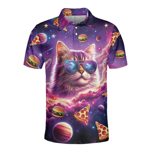 ACE Unisex Summer Hawaiian Style Breathable Cotton Shirt Full Print Cocktail Blue Turn-<b>down</b> Collar Short Sleeve Regular Fit - Product Image 5