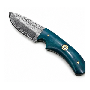 Cuchillo Skinner Jexmoo de Acero de Damasco Hecho a Mano con Mango de Madera y Hoja de Punta Clip de 9 Pulgadas, Grado Industrial/DIY para Cuero - Product Image 5