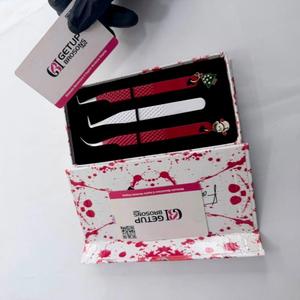 Pince à épiler pour extensions de cils 90 Curve Rouge Blanc en acier inoxydable, fibres lisses, antidérapante, prise parfaite, outil de beauté - Product Image 3