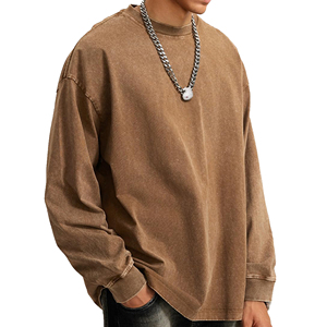 Sweat-shirt personnalisé brodé délavé à l'acide, col rond, teint en pièce, 100% coton, écologique, style vintage, OEM ODM, vêtements d'hiver en gros - Product Image 2