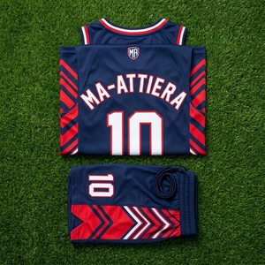 Ensemble de shorts de basket-ball personnalisés bleu marine avec bordure rouge et blanche, uniforme d'équipe, fabricant de vêtements de sport en gros - Product Image 6