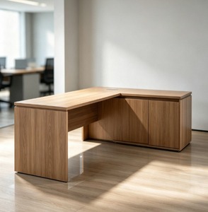 Mesa de Conferencia en Forma de L de Madera, Diseño Moderno y Minimalista, Muebles de Oficina Duraderos y Estables, Uso Comercial - Product Image 1