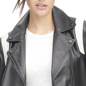 Chaquetas de mujer RTS recién llegadas con logotipo personalizado en blanco y negro, chaqueta vintage para invierno, abrigo de cuero elegante, chaqueta bomber genuina. - Product Image 6