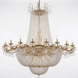 Luxury <b>Large</b> Crystal Chandelier with Multi Arm <b>Candle</b> Lights Cascading Beads Grand Ceiling Fixture for Hotel Hall Decor - Product Image 5