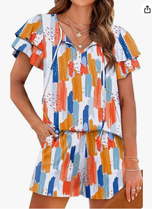 Conjunto de Ropa Informal para Mujer, Verano, Cómodo, Dos Piezas, Manga Corta - Product Image 4