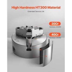 Mandrino per tornio a 3 griffe da 6 pollici (160 mm) con piastra di supporto autocentrante filettata da 1 1/2 pollici-8, 0,12-5,71 (3-145 mm) Clampi - Product Image 2