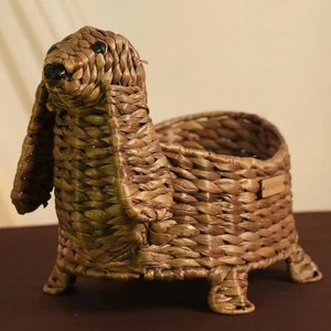 Unique Handmade Rattan Dog Shape <b>Storage</b> <b>Basket</b> <b>Wicker</b> Animal Design Organizer Bin Hamper For Kids Toy Nursery Decor Gift - Product Image 1