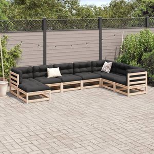 Grand ensemble de canapés de jardin modulaires en bois de pin massif naturel, meubles d'extérieur durables - Product Image 3