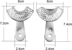 Juego Profesional de 2 Bandejas Metálicas para Impresiones Dentales |   Kit de Soporte para Dientes Superiores e Inferiores de Acero Inoxidable Estilo Anterior - Product Image 3