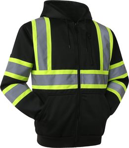 High Quality Hi Vis Reflective Hoodie Safety Workwear with Reflective Tape for Construction <b>Workers</b> Safety Reflective <b>Jacket</b> - Product Image 2