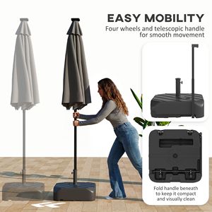 Base de sombrilla telescópica con ruedas para patio, soporte para sombrilla de 158 lb (arena) y 99 lb (agua), color negro - Product Image 4