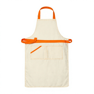 Tablier unisexe en coton avec nœud orange et poches pour restaurant et bar, en tissu tricoté, bretelles réglables, manches courtes - Product Image 6