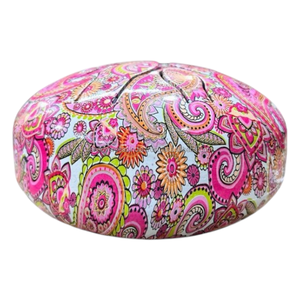 Tambour à langue décoratif rose à motifs floraux paisley en acier inoxydable émaillé avec impression numérique, baguettes en caoutchouc pour méditation et yoga sonore - Product Image 1