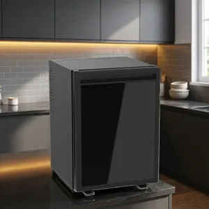 Minibar de Acero Inoxidable Negro Mate y Vidrio, de Piso, con Ahorro de Energía - Product Image 2