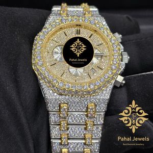 นาฬิกาเพชรหรูหราสำหรับทุกเพศ Pahal Jewels ตัวเรือนสแตนเลสขนาด 41 มม. ระบบอนาล็อก โครโนกราฟ กลไกจักรกล ตัวล็อคแบบซ่อน - Product Image 2