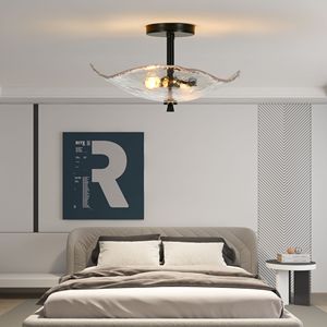 Ceiling <b>Light</b> Fixtures Indoor Outdoor Flush Mount with Water Ripple Glass <b>Shade</b> for Hallway <b>Kitchen</b> Bedroom Porch - Product Image 2