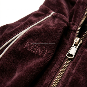 Private Label Y2K Velour Tracksuit Women Custom Brand Logo Rhinestone Velvet Full Zip Hoodie Flare Sweatpants Set Manufacturer - Product Image 4