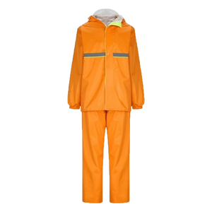 High quality Orange Waterproof Rain Suit Two Piece Full Sleeve Unisex Adult Outdoor Wear All Seasons Polyester - Product Image 2
