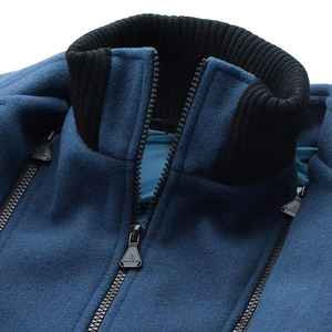 <b>Men's</b> Wool <b>Long</b> Overcoat Notched Lapel Single Breasted Button Closure Regular Fit Outerwear Blue <b>Coat</b> - Product Image 5