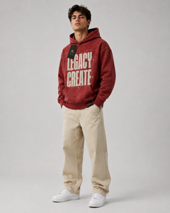 Sweat-shirt à capuche imprimé pour homme, coupe oversize, en coton rouge, molleton bouclette, décontracté, pour l'hiver, séchage rapide, avec poche, 220g, Silk Road Wholesale OEM - Product Image 5