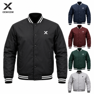 Veste à capuche de baseball pour homme X Sports City, en toile 100% nylon, couleur unie, boutons sur le devant, coupe régulière, résistante à l'eau - Product Image 1