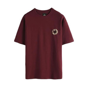 Camiseta de Manga Corta con Cuello Redondo Color Borgoña para Hombre, Diseño Personalizable, Secado Rápido, Antiarrugas, Corte Regular, Informal, 100% Algodón Jersey - Product Image 1