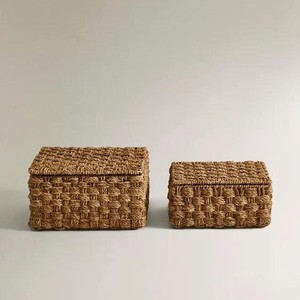 Cesta de Almacenamiento Rectangular Tejida Natural Premium al por Mayor con Tapa Abatible para Hogar, Hotel, Resort, Dormitorio, Armario, Organizador y Decoración - Product Image 2