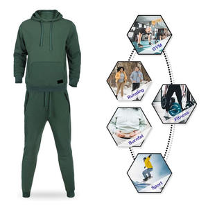 Conjunto deportivo informal para hombre, tela transpirable de mezcla de algodón, pantalón jogger con capucha, cintura elástica, para gimnasio, deporte, correr, uso diario. - Product Image 3