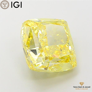 Coussin carré de 7,01 carats avec certificat IGI, diamant de laboratoire CVD, couleur jaune vif fantaisie, clarté VS1, pour bague élégante - Product Image 3
