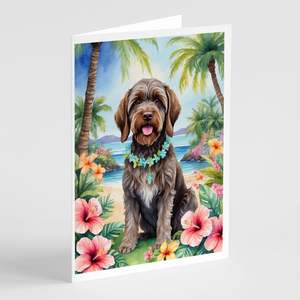 Collection Griffon Luau à poil dur Pack de 8 capricieux A7 Taille 5x7 Cartes vierges avec enveloppes pour salutations - Product Image 1